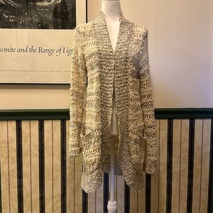 Anthropologie Knitted & Knotted Cream and Silver Cardigan – Size M
